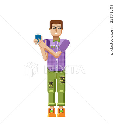 illustration isolated of European man in purple 23871203
