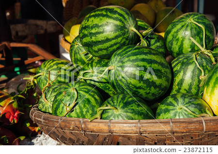Basket with watermelon, Vietnam Basket with watermelon, Vietnam 23872115