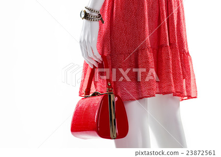 Dress and purse on mannequin. Dress and purse on mannequin. 23872561
