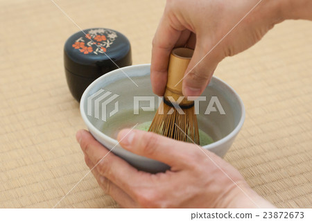 Matcha green tea on tatami mat 23872673