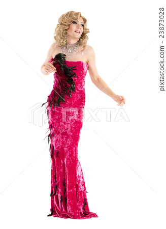 Drag Queen in Red Evening Dress Performing 23873028