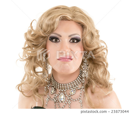 Portrait Drag Queen in Red Evening Dress Performing 23873044