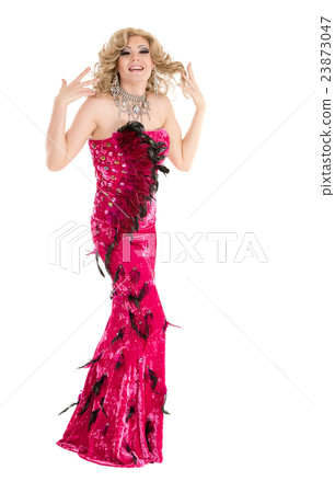 Drag Queen in Red Evening Dress Performing 23873047
