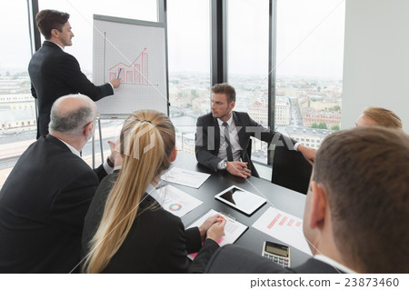 Business people and financial reports Business people and financial reports 23873460