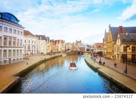 historical Graslei harbor  , Ghent 23874317