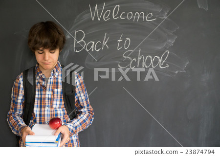 Boy and back to school black board Boy and back to school black board 23874794