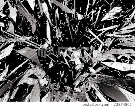 Demolished and shattered glass isolated 23874805