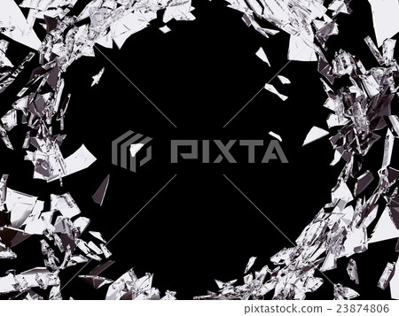 Demolished and Shattered glass over black Demolished and Shattered glass over black 23874806