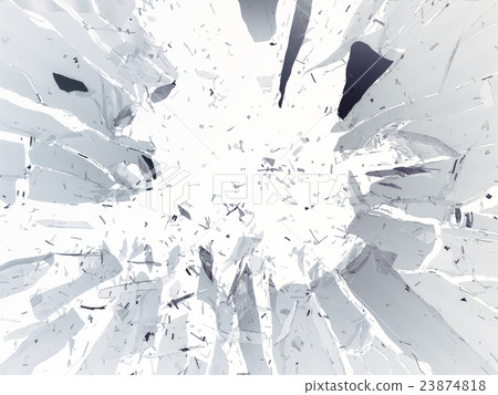 Destructed or shattered glass isolated on white Destructed or shattered glass isolated on white 23874818