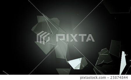 Many pieces of shattered glass on black 23874844