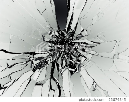 Many pieces of shattered glass on black background 23874845