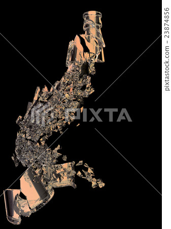 Pieces of demolished empty blue bottle isolated Pieces of demolished empty blue bottle isolated 23874856