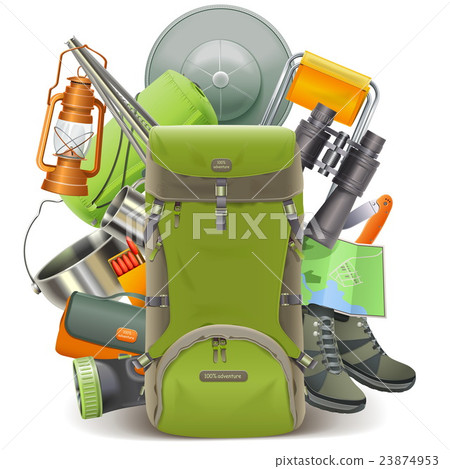 Vector Camping Concept with Haversack 23874953