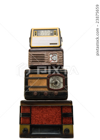 retro radio isolated 23875659