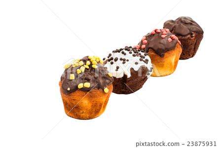 muffins with icing isolated muffins with icing isolated 23875931