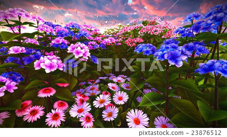 Summer wildflowers on meadow 3d rendering Summer wildflowers on meadow 3d rendering 23876512