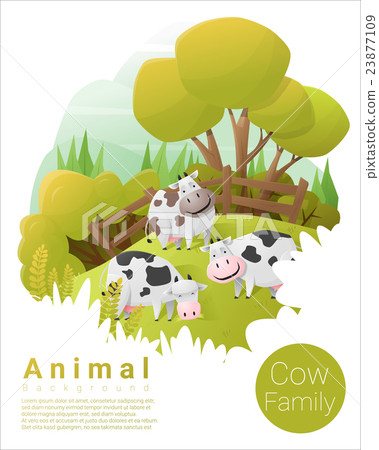 Cute animal family background with Cows 2 23877109