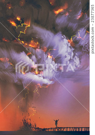 dramatic clouds and lightning storm,illustration dramatic clouds and lightning storm,illustration 23877365