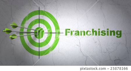 Business concept: target and Franchising on wall 23878166
