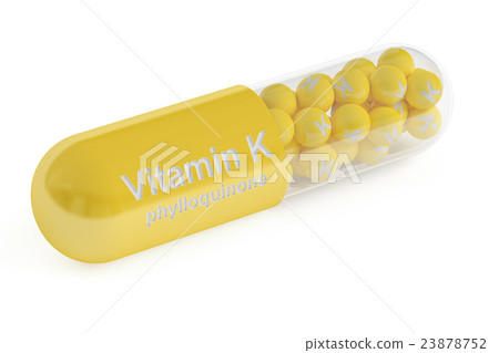 Vitamin K capsule, 3D rendering 23878752