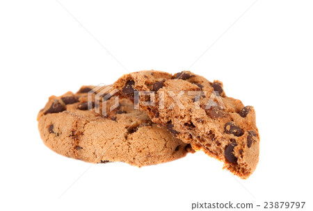 Cookies with chocolate drops isolated Cookies with chocolate drops isolated 23879797