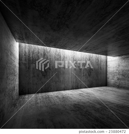 Abstract dark concrete interior of empty room, 3d 23880472