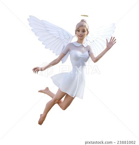  Cute angel waving hand perming3DCG Illustration material 23881002