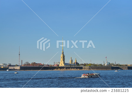 Pleasure boat floats on the Neva river  23881225