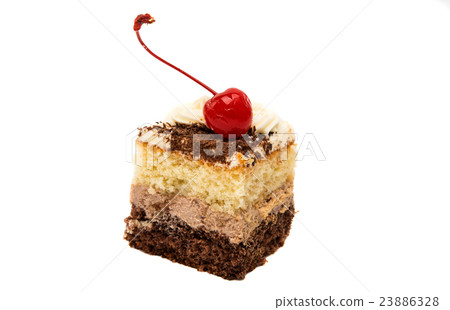 a piece of sponge cake isolated 23886328