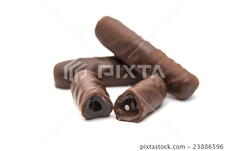 chocolate sticks with filling isolated 23886596