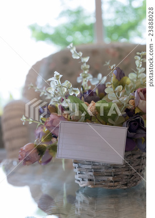 white paper blank on flowers vase decorated 23888028