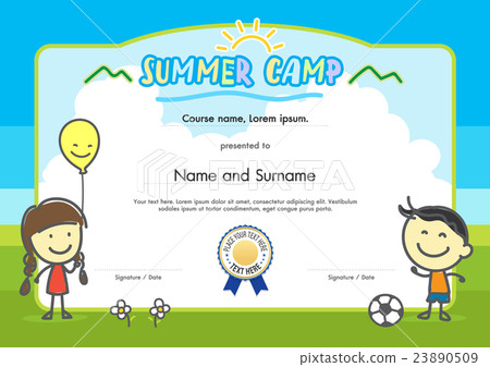 kids summer camp certificate document template stock illustration certificates for kids
