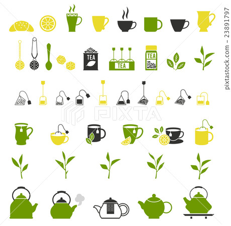Tea icons. Pots set Tea icons. Pots set 23891797