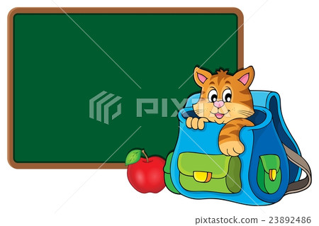 Cat in schoolbag theme image 2 23892486