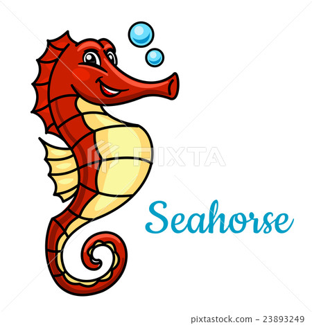 Cartoon tropical marine seahorse fish character 23893249