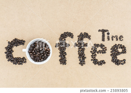 Coffee cup and coffee bean on a wooden 23893805