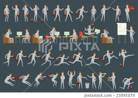 Large vector set of businessman character poses - Stock Illustration ...