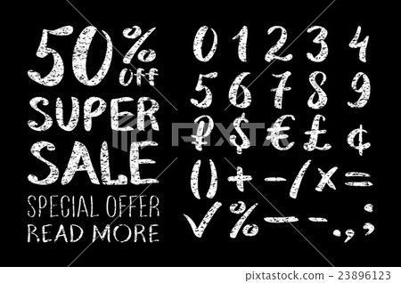 Numbers 0-9 written with a brush on a black 23896123