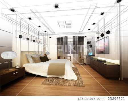 abstract sketch design of interior bedroom,3d rend 23896521