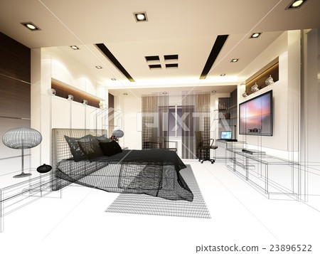 abstract sketch design of interior bedroom,3d rend 23896522