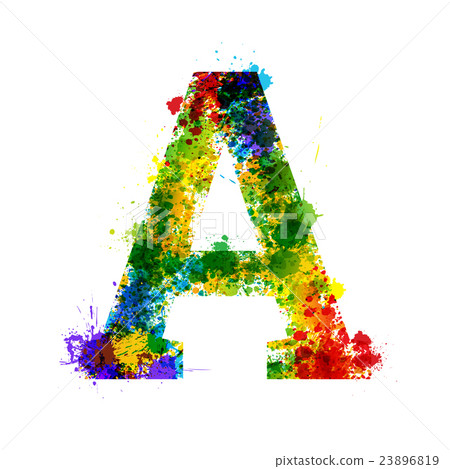 Color Paint Splashes. Gradient Vector Font - Stock Illustration ...