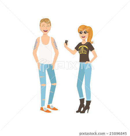 Rock-n-Roll StyleTatooed Trendy Couple Rock-n-Roll StyleTatooed Trendy Couple 23896845