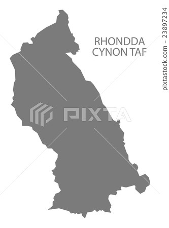 Rhondda Cynon Taf Wales Map grey Rhondda Cynon Taf Wales Map grey 23897234
