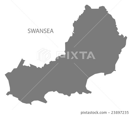 Swansea Wales Map grey Swansea Wales Map grey 23897235