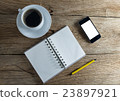 Black coffee with notebook,smartphone 23897921