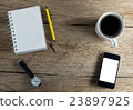 Black coffee with notebook,smartphone 23897925