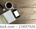 Black coffee with notebook,smartphone 23897926