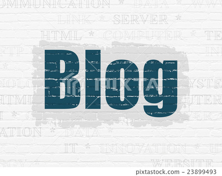 Web development concept: Blog on wall background Web development concept: Blog on wall background 23899493