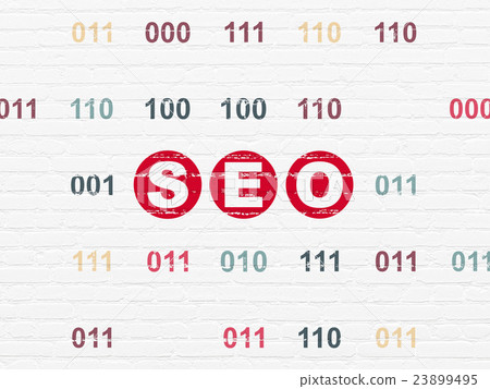 Web development concept: SEO on wall background Web development concept: SEO on wall background 23899495