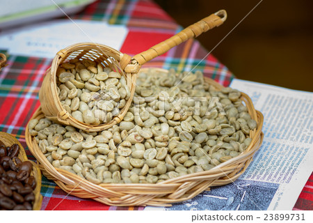 Natural Coffee seeds in Basket Natural Coffee seeds in Basket 23899731